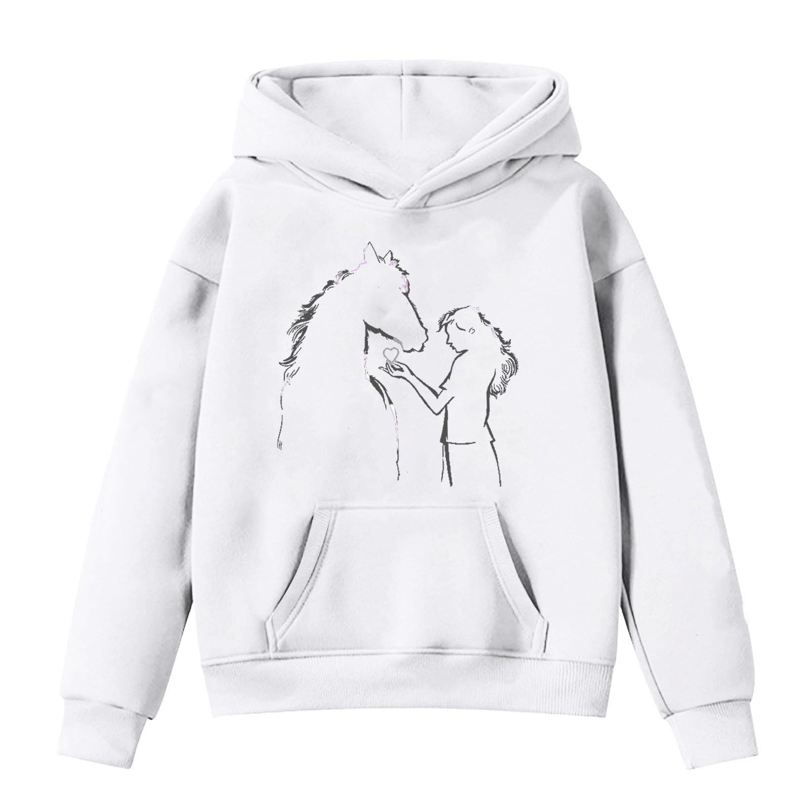 Varsany Felpa Con Cappuccio Personalizzata Ragazza - Disegno Cavallo Con Cristalli