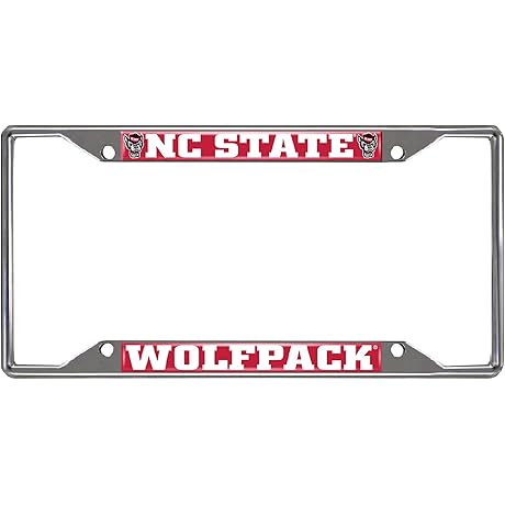 NCAA Chrome Metal License Plate Frame for NC State Wolfpack