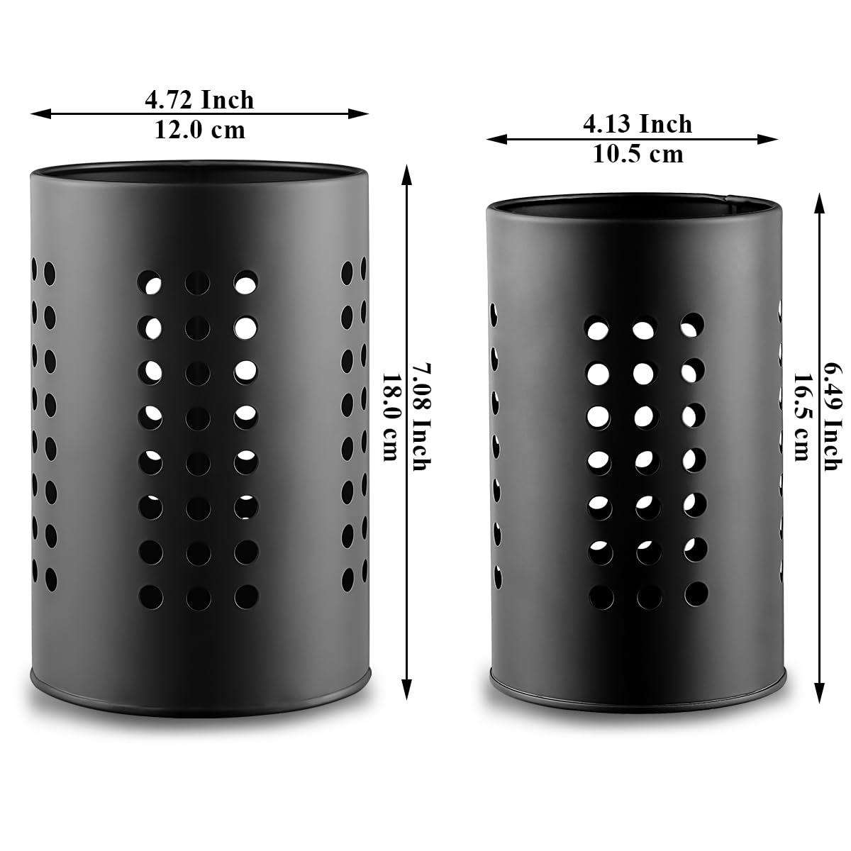 Evanda Kitchen Utensils Holder for Countertop Pack of 2, Stainless Steel Black Utensils Caddy - Image 2