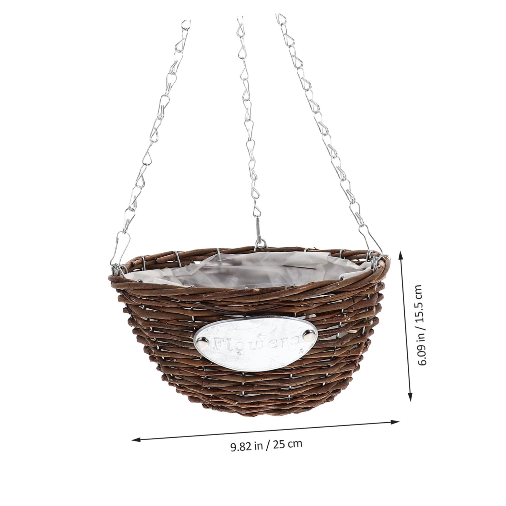 SHERCHPRY Fioriere Sospese in Metallo e Rattan, 2 Vasi da Fiori Cesto Medio 25 CM, Adatti per Esterni e Interni e Balcone