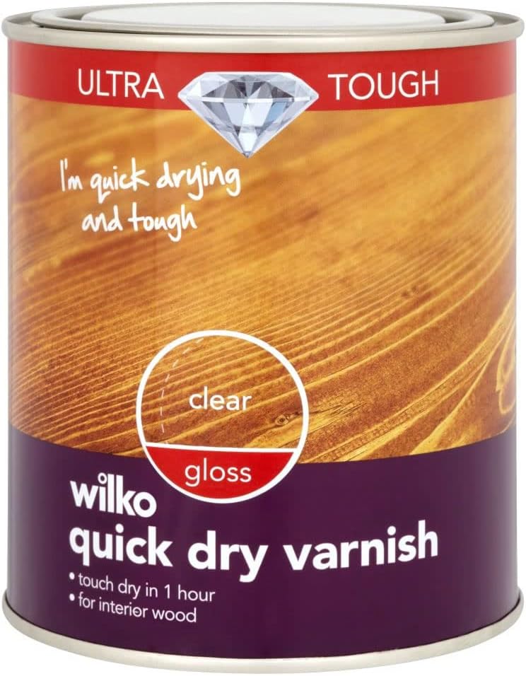 wilko Clear Ultra Tough Quick Dry Gloss Varnish, Touch Dry in 1 Hour