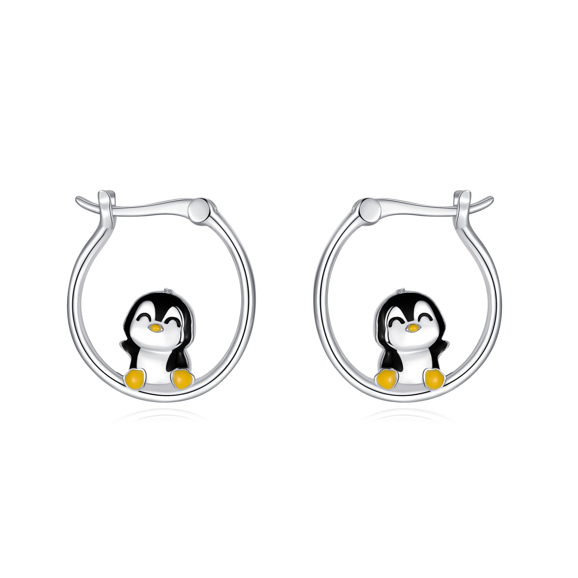 Bonito Animales S925 Plata De Ley Pendientes De Aro Circulares Pendientes De Aro Joyas Regalo Para Mujer ES1