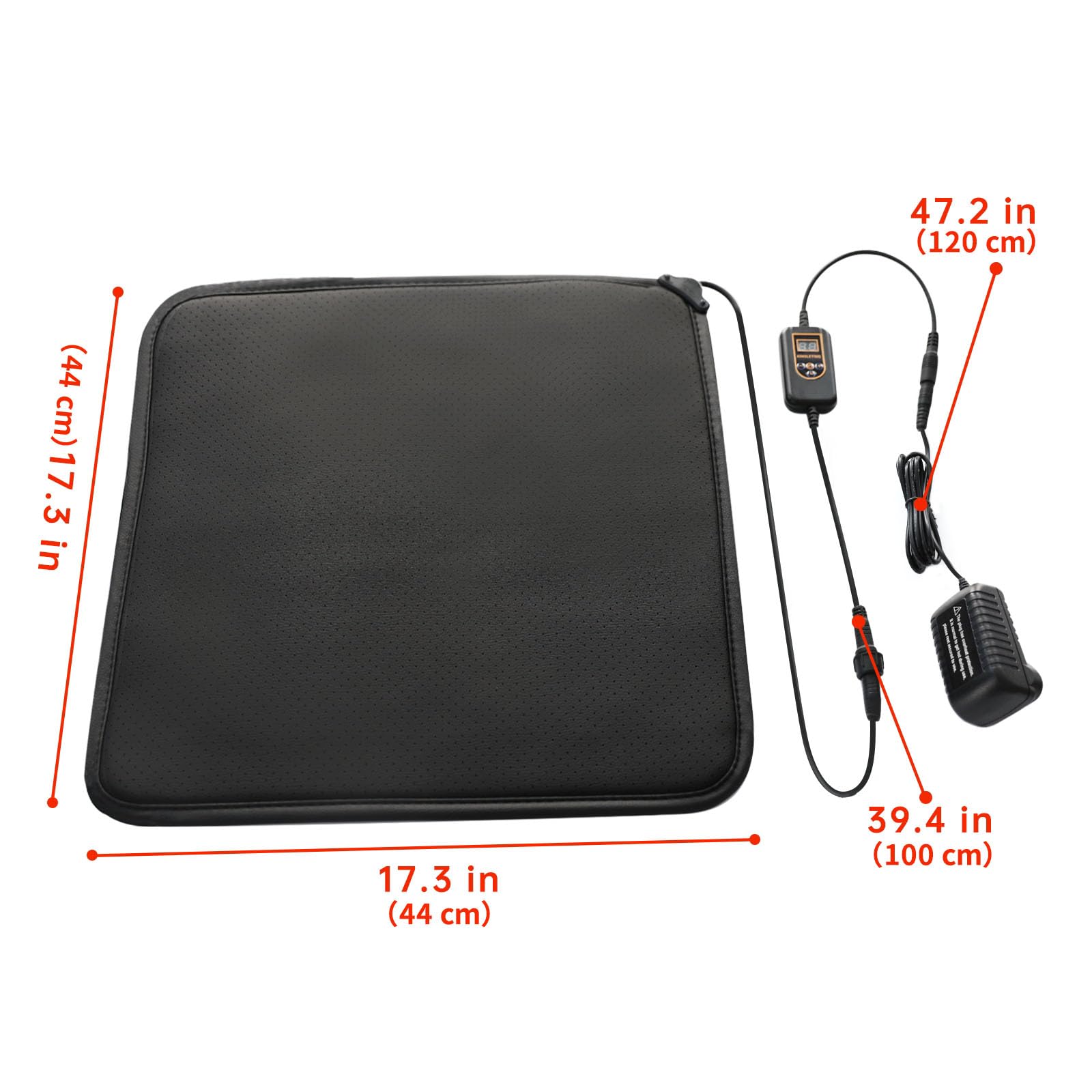 Cojín térmico para silla de oficina, cojín térmico cuadrado de cuero con apagado automático y control inteligente de temperatura, calentador universal para el hogar, silla de oficina (negro)