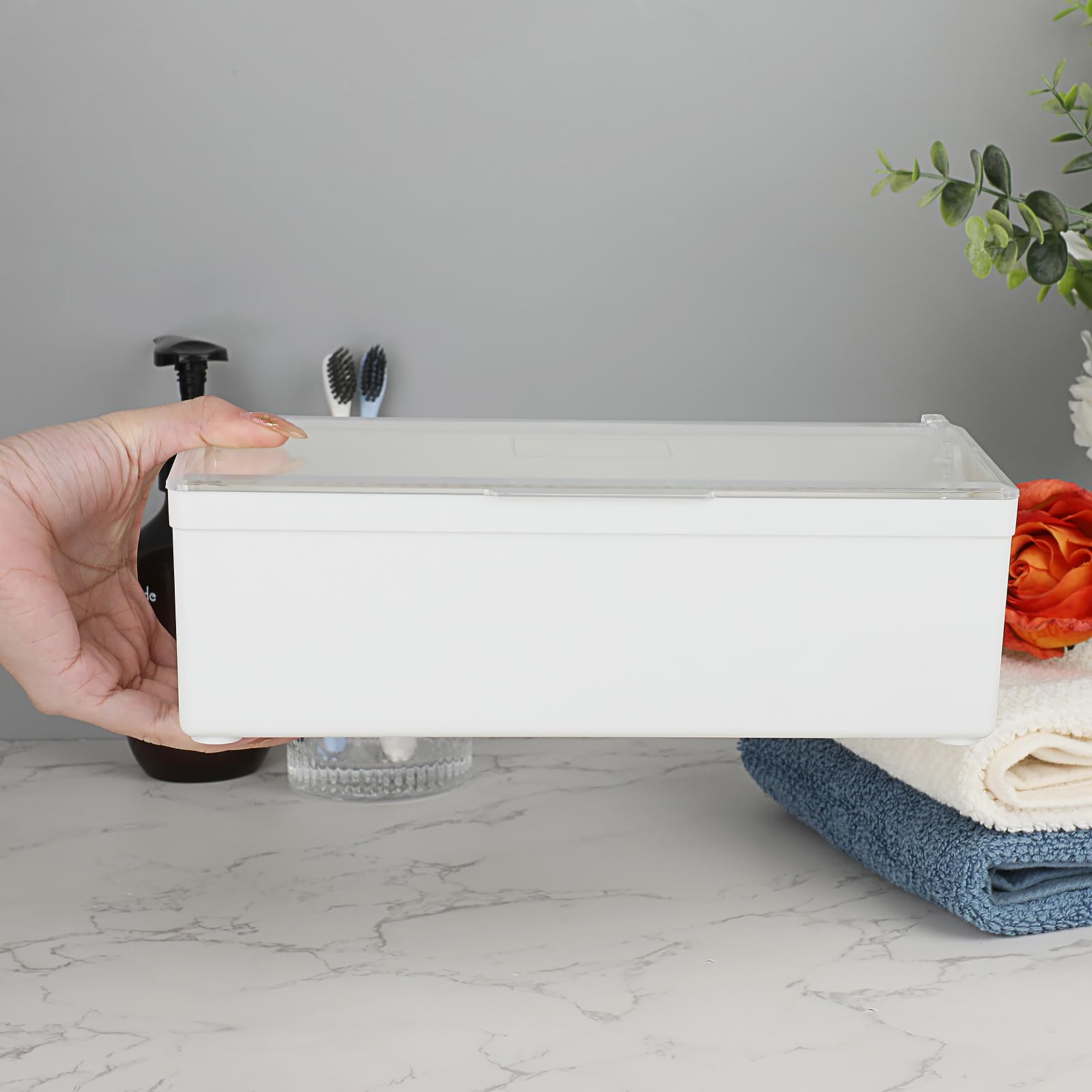 JUXYES Bandeja de esterilización de plástico para accesorios de arte de uñas, bandeja esterilizadora portátil con colador, caja de almacenamiento para pinzas, herramientas de manicura, herramienta de