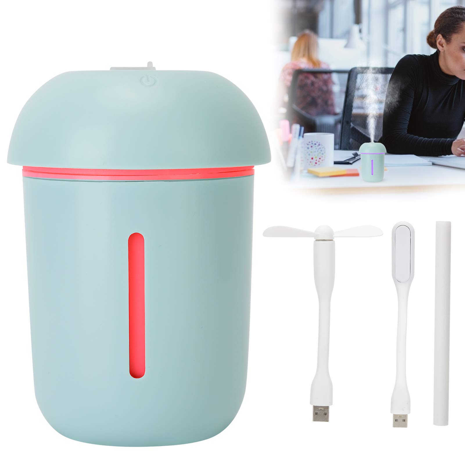 Umidificatore USB 200 ml con diffusore di aromi per ufficio, (umidificatore a funghi blu)