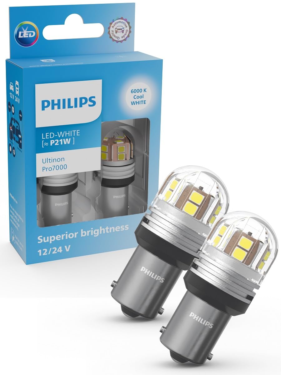 2 x R5W / R10W Ledlampen Philips Ultinon PRO7000 12/24V - Wit 6000K