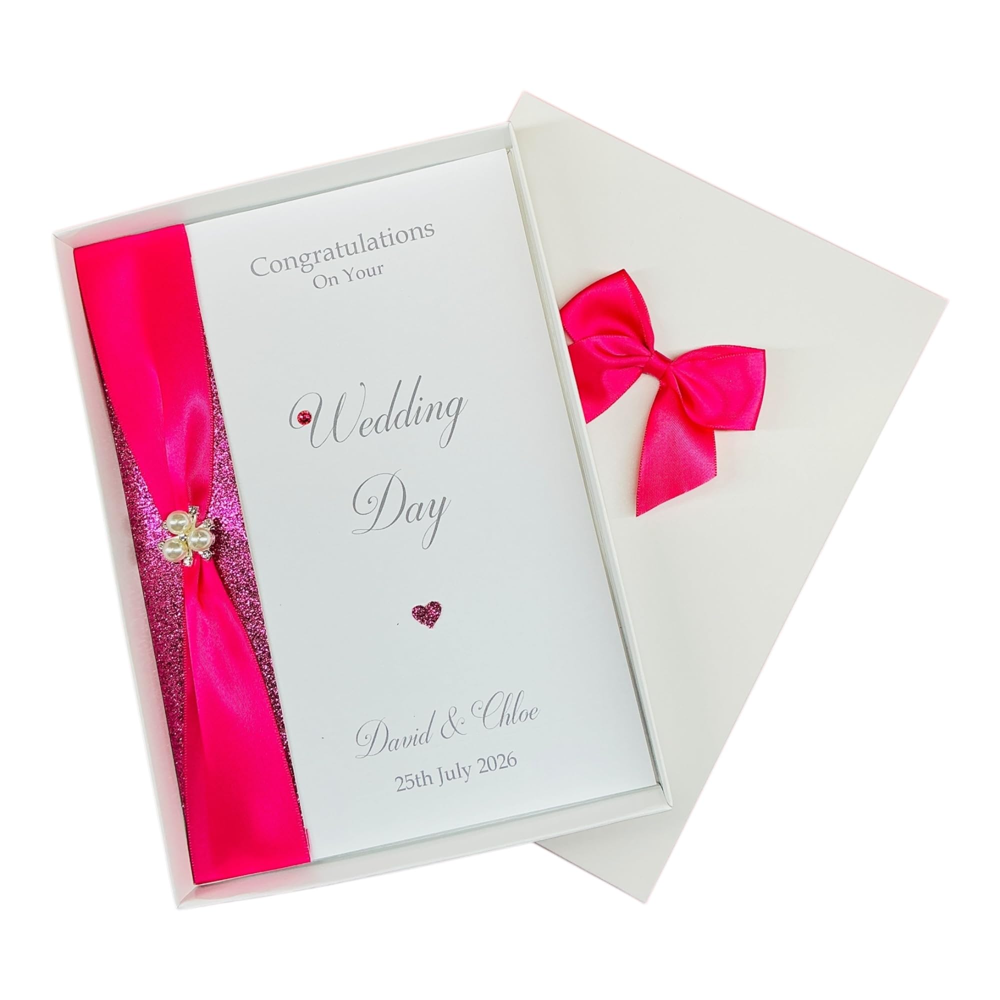 Wedding Day Card - Personalised Luxury Greeting Card, Congratulations Gift for Couple Friends Son Daughter Brother Sister - A5 Card - 20 Colours to Choose