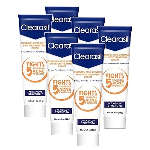 Clearasil Stubborn Acne Control 5 en 1 Crema de tratamiento de manchas, 1 oz (paquete de 6)