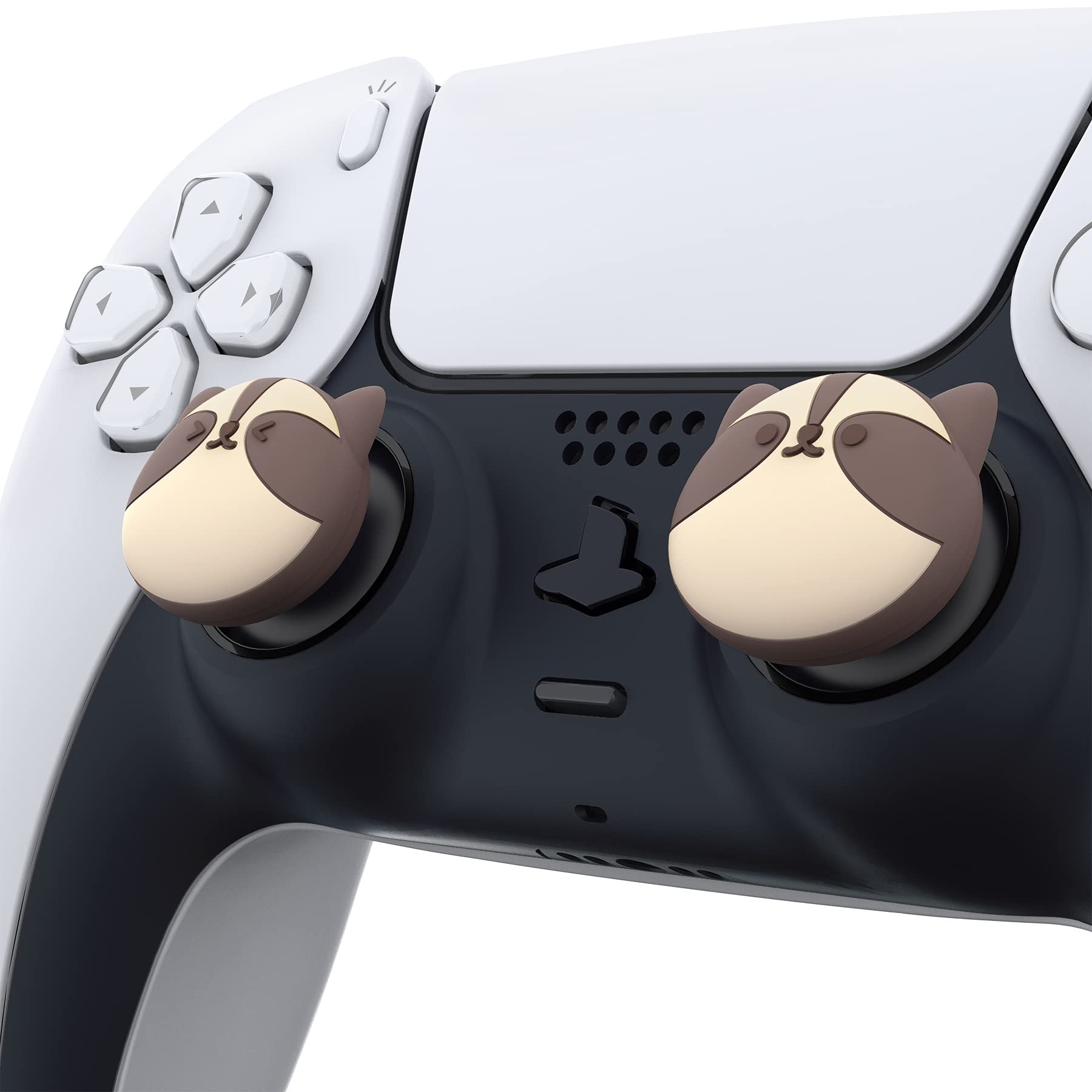 PlayVital Joystick Caps für PS5,Stick Aufsätze für PS4,Kappen für Xbox Series X&S,Thumbstick Schutzkappen Zubehör für Xbox One,Analog Stick Kappen für Switch Pro Controller-Kleiner Waschbär - 4
