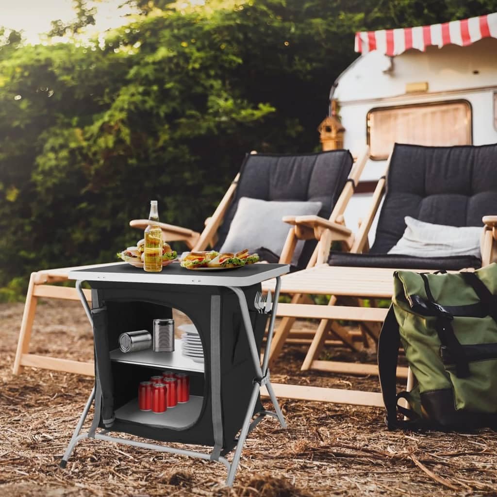 Redcliffs Meuble de Camping Pliable avec Plateau et étagères