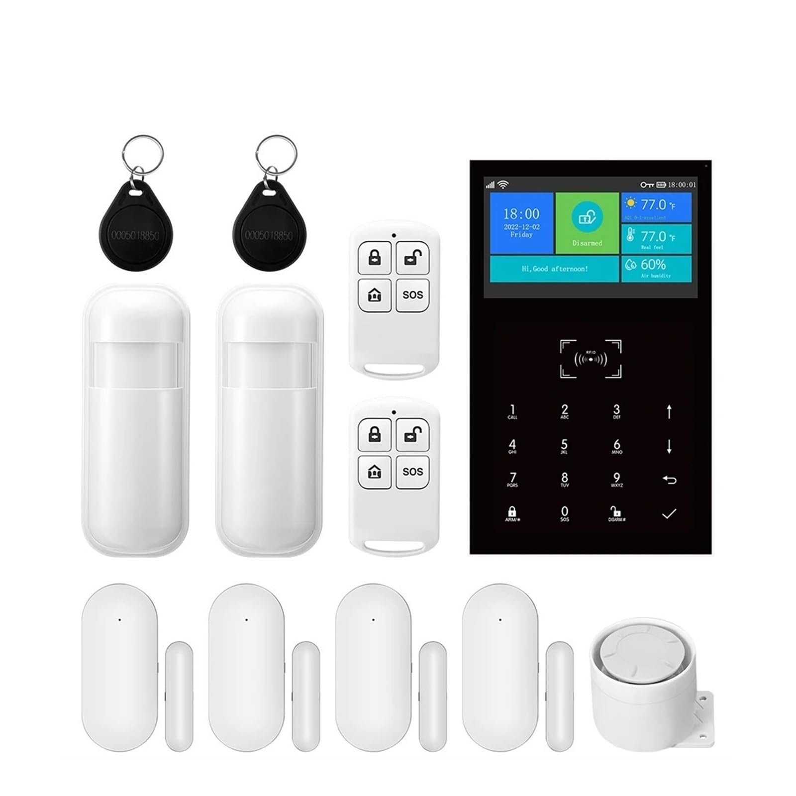 PIRKO 2026 PG109 4.3 Pouces système d'alarme de sécurité Anti-cambriolage WiFi GSM for Le Soutien à la Maison Tuya Smart App contrôle avec Affichage de la température(B)