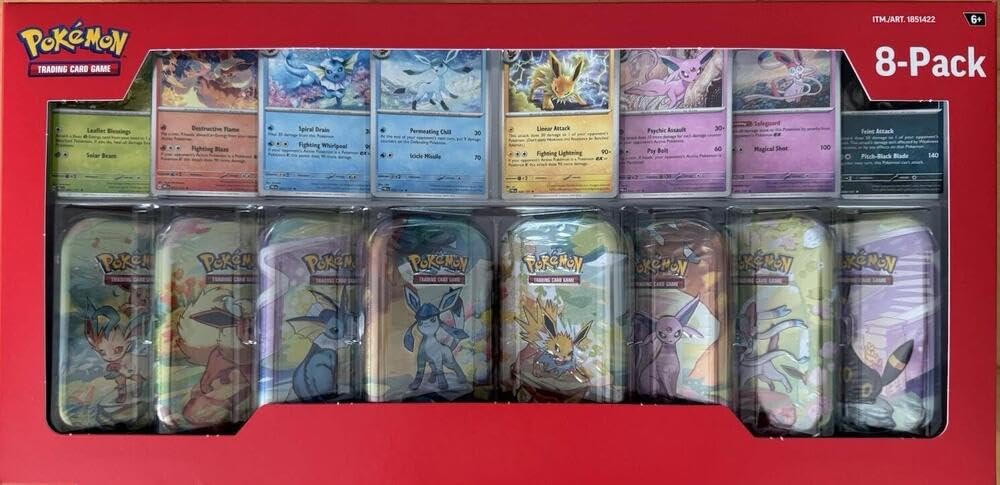 Amazon.com: Pokemon TCG: Scarlet & Violet: Prismatic Evolutions Mini Tin  with Promo Cards (All 8 Tins)