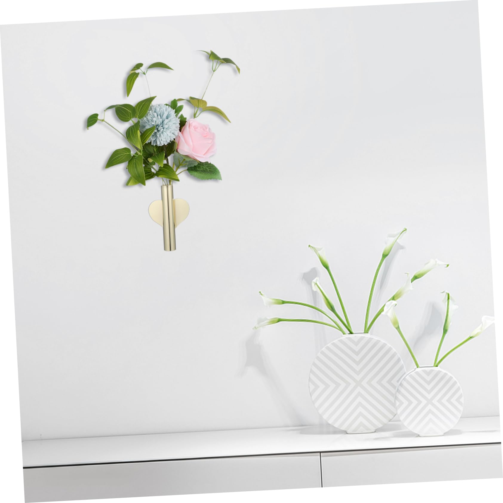 STOBAZA 6stücke Wandvase Aus Kreative Wandblumentöpfe Für Dekoration Blumenhalterung Für Kunstblumen Und Pflanzen Für Wohnzimmer Und Flur Goldene Herzform Ohne Klebeband