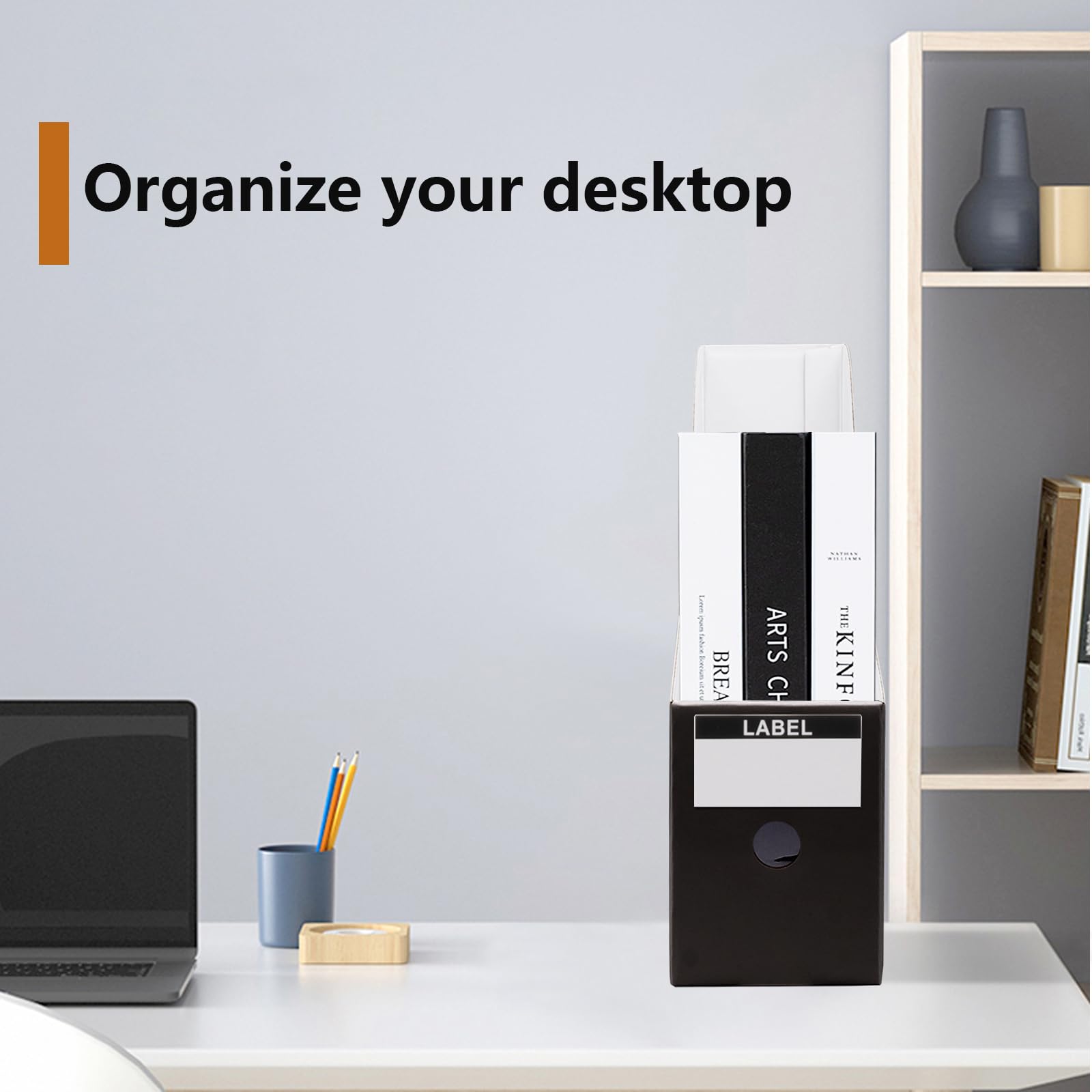 24 Stück schwarze Karton-Zeitschriftenhalter, Zeitschriftenaufbewahrungsboxen, Schreibtisch-Organisation, vertikale Aktenordnerbox für Büro, Klassenzimmer, Zuhause, Schule, 27 x 26 x 9 cm