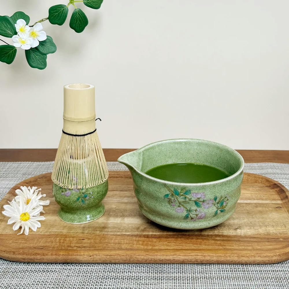 LIUXIN Set di Motivi Matcha 5 Pezzi Ciotola in Ceramica Spazzola per Lavare Il tè Strumenti per la Cerimonia di donazione dei Regali Collezione per Gli Amanti