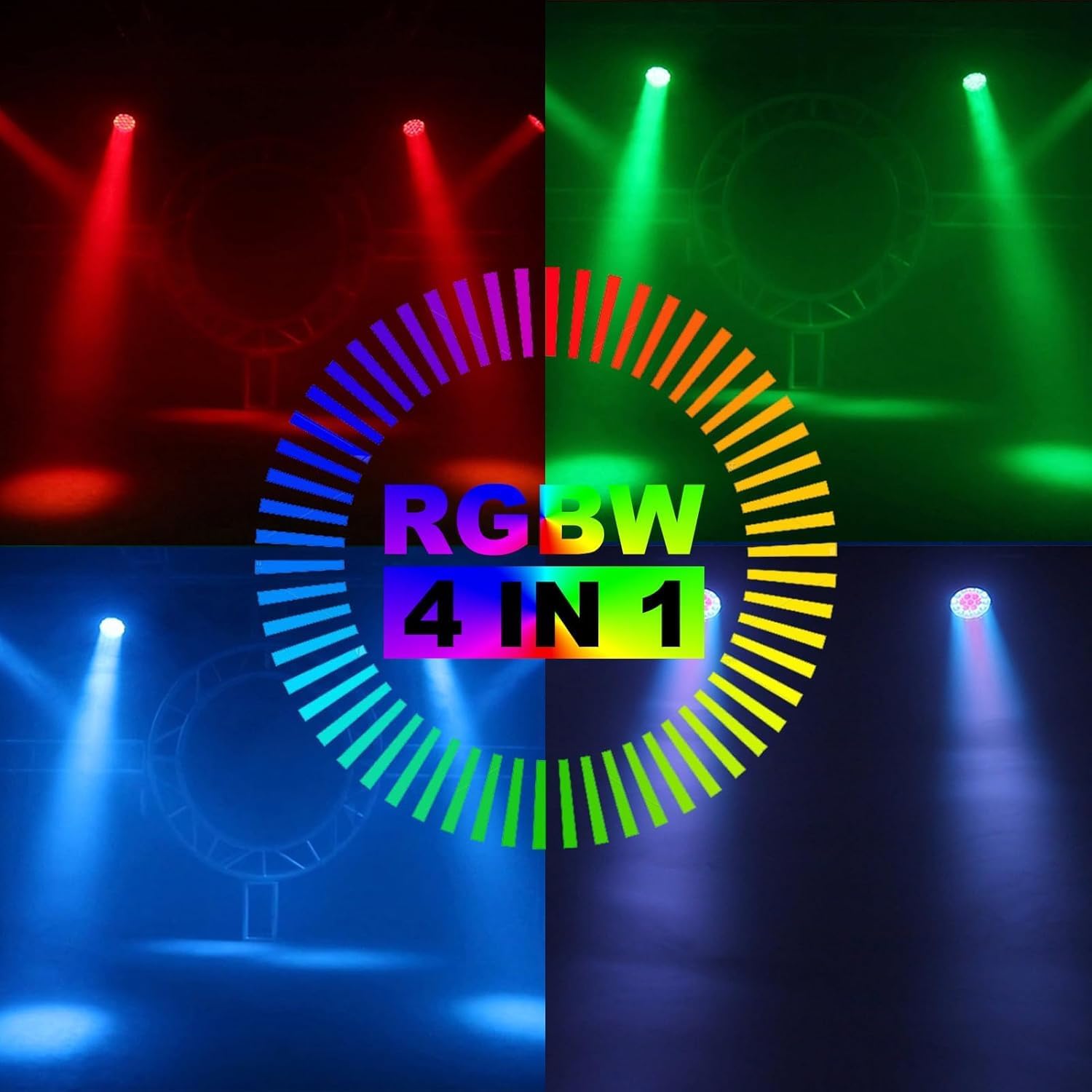 Luces de Disco de Cabeza en Movimiento de 19x15w, LED RGBW DJ Luces de Escenario con Control de Voz, Soporte DMX512,4in1 Luces de Etapa del Efecto de viga/Lavado, para Fiesta Escolar, Concierto 1