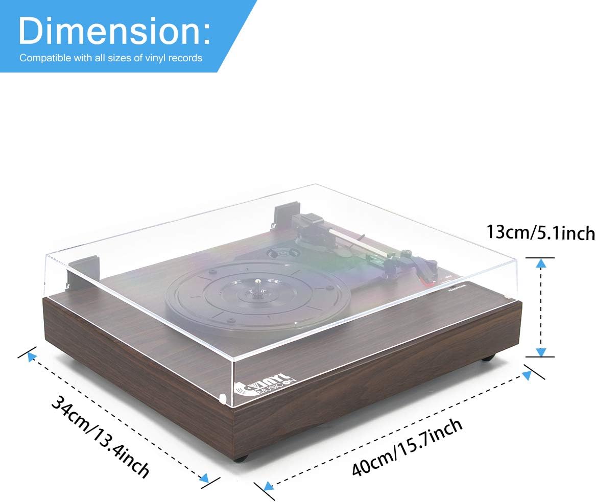 Exclusive Discount 50% Price Vintage Turntable, Bluetooth Record Player, Built-in Dual Stereo Speakers, 3-Speed Belt-Drive Turntable, Record Player with Wireless Playback & Auto-Stop, Yellow Wood