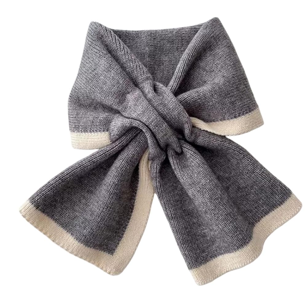 Women's Knit Scarf, Insert, Color Scheme, Ribbon, Cross, Bi-Color, Warm, Autumn, Winter, Soft, Snood, Warm, Cute, Stylish, Commuting to Work or School, Cold Protection, Cute