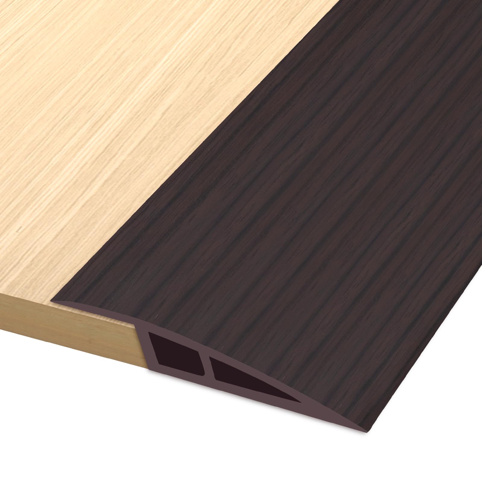 Vinyl Door Threshold Flooring Transition Strip Self Adhesive Carpet Edging Strip for Laminate Doorway Edge Threshold from 1/5" to 2/5" (Black Walnut