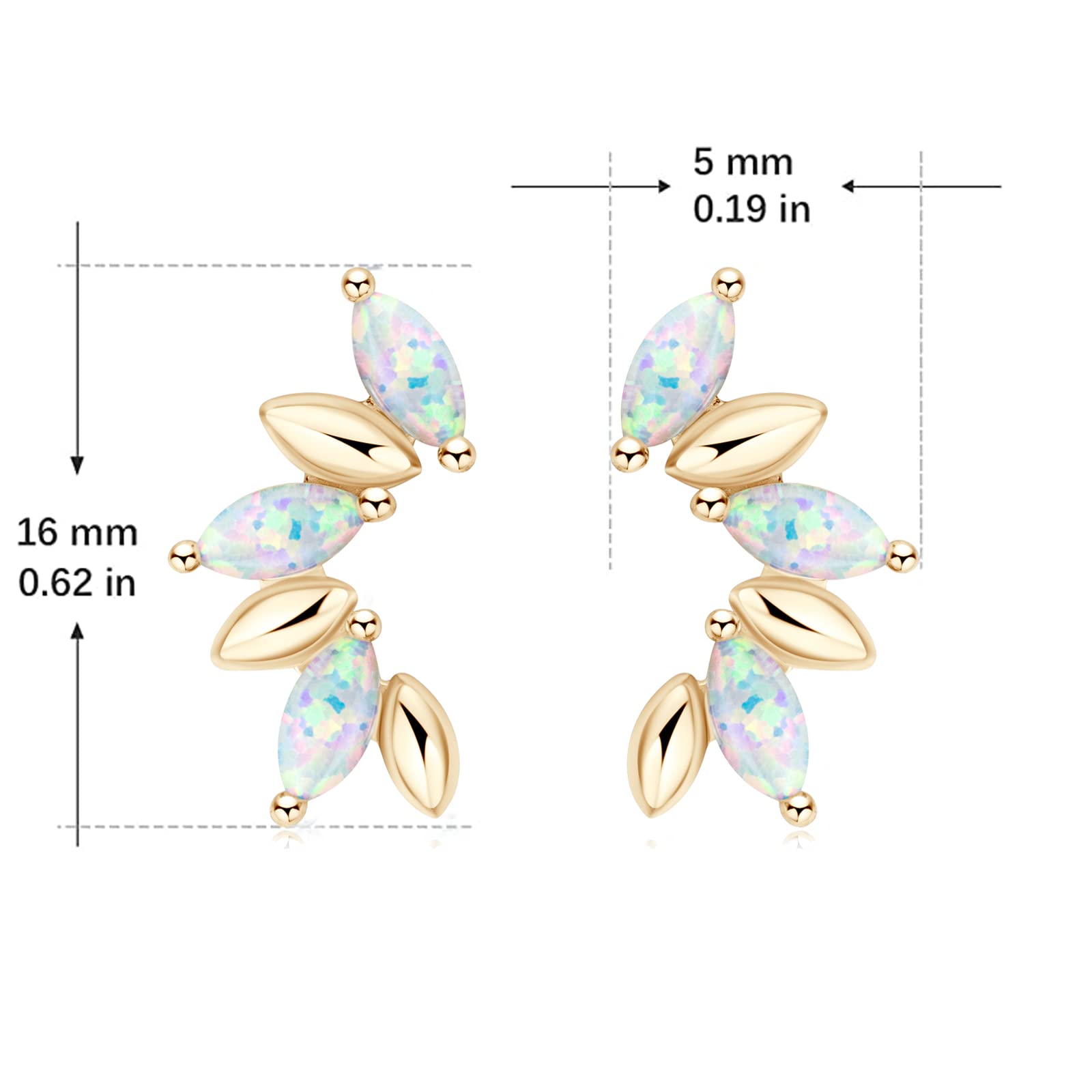 Opal-Ohrstecker für Damen, Sterlingsilber, hypoallergen, Opal-Ohrring im Marquise-Schliff, Schmuck mit Geburtsstein Oktober, Geschenke zum Geburtstag, Weihnachten, Geschenk für Mutter, Ehefrau