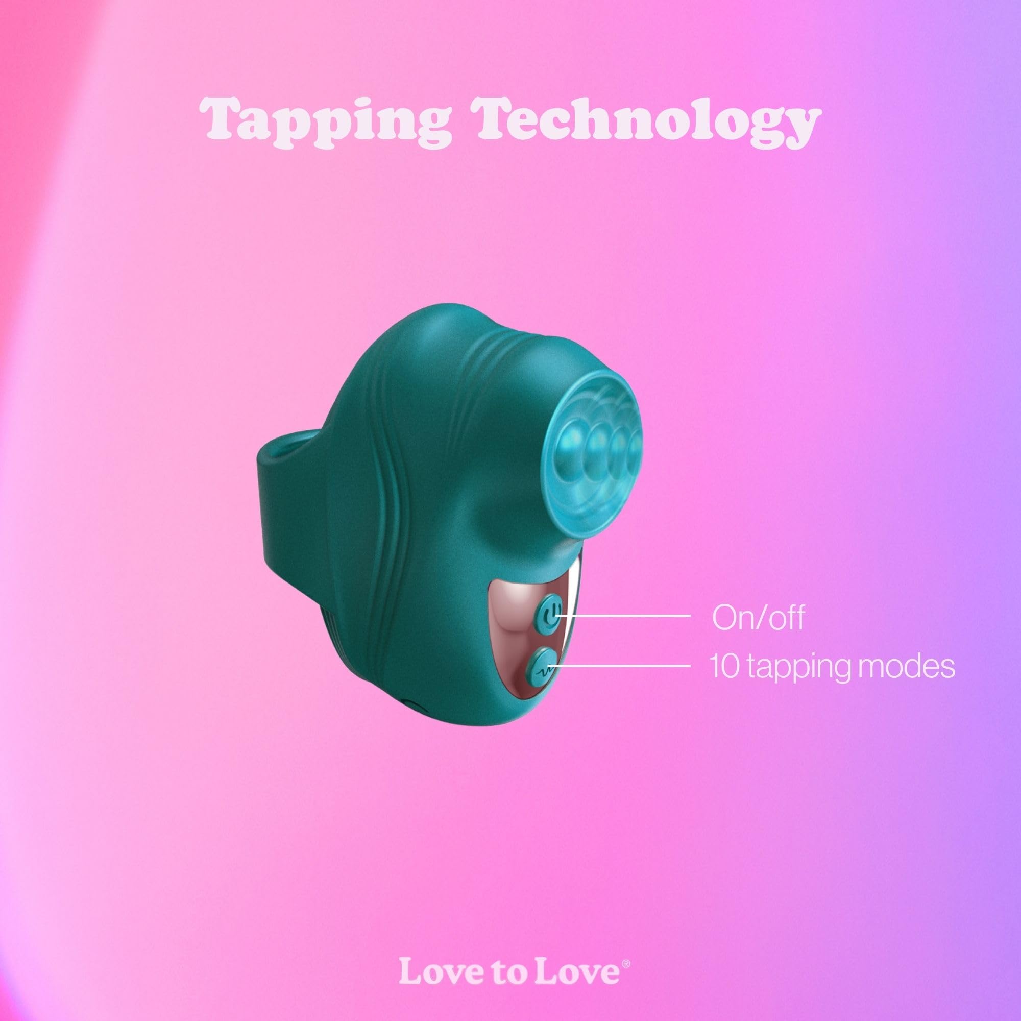 Love to Love Kisscool – Stimolatore Clitorideo Ricaricabile, Anello Vibrante per Donna, 10 Modalità, Impermeabile, Uso Solo & Duo