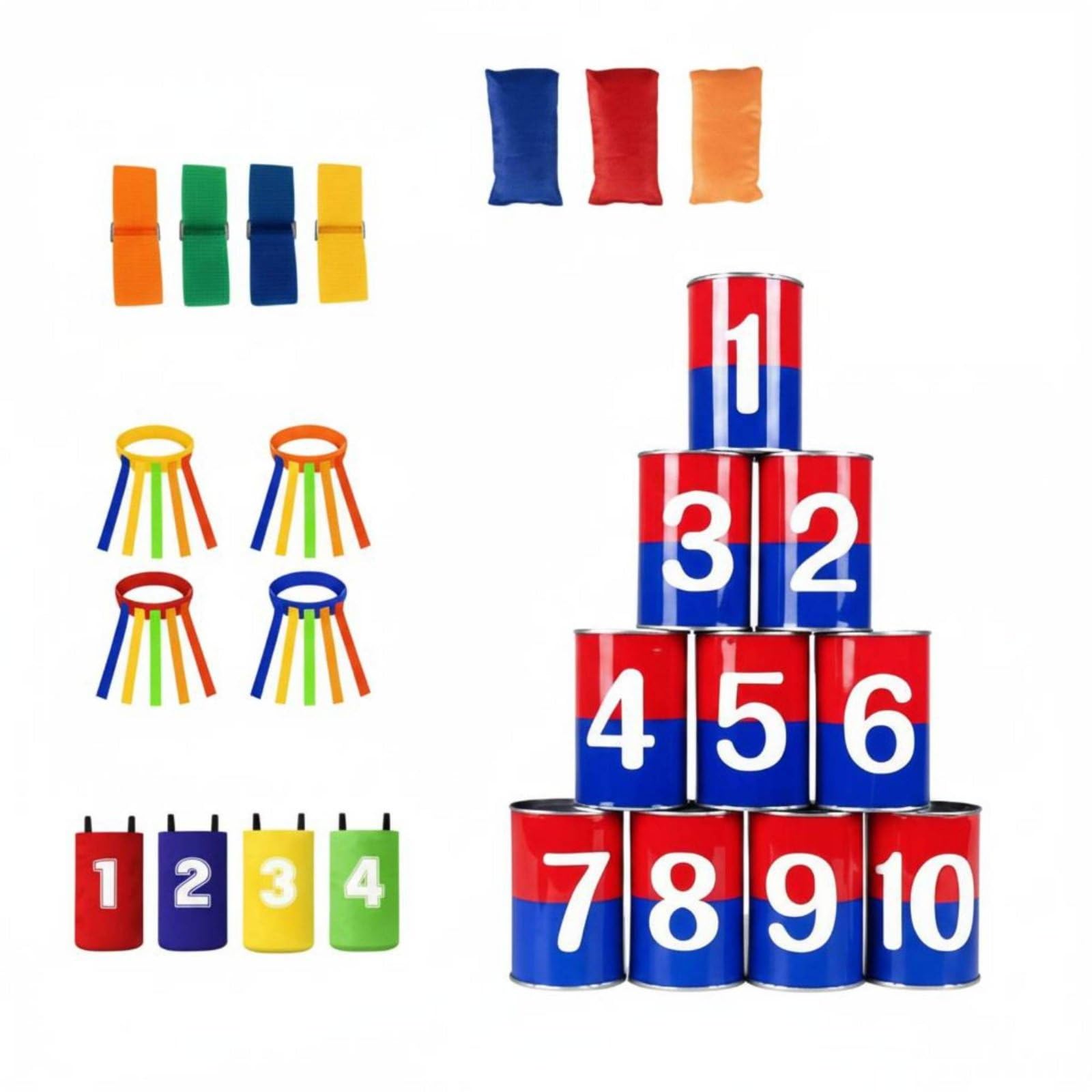 Kinder Spiel Dose Blechdosenwurf Wurfbeutel Lernspiel Motorik Entwickeln aus Festem Tinplate für Festveranstaltungen, Style to 4