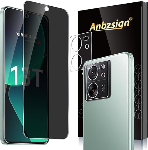 Paquete de 2+2 para Xiaomi 13TXiaomi 13T Pro Privacidad Vidrio Templado Protector de Pantalla y Protector de Lente de Cámara, Película Anti-Spy 9H