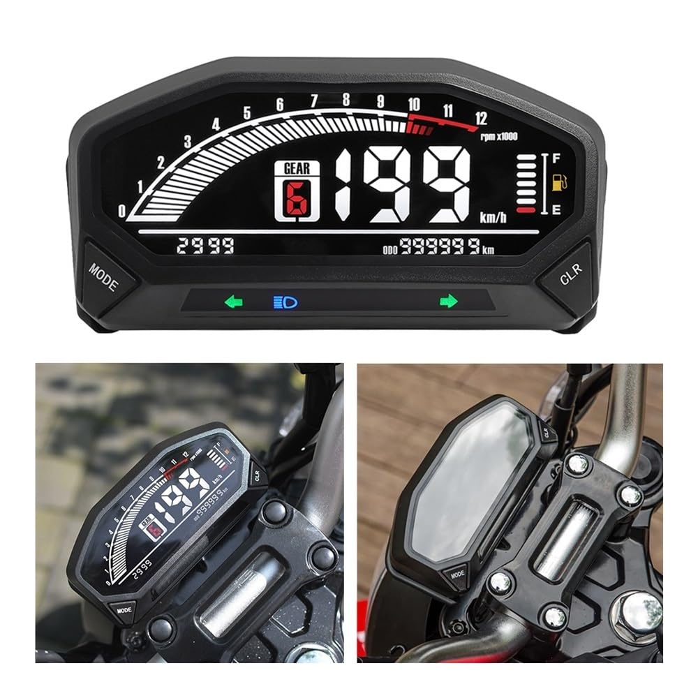 Contagiri contachilometri Accessori Moto LED Tachimetro Contachilometri Contagiri Indicatore Digitale Strumento Moto Per 1,2,4 Cilindri YG150-23