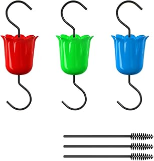 Hummingbird Feeder Ant & Insect Guard/Ant Moat, Flower Hummingbird Oriole Nectar Feeders Accessory Hooks/Hangers for Outdoor, House, Garden with 3 Clean Brushes, All Natural & No Chemicals(3 Packs)
