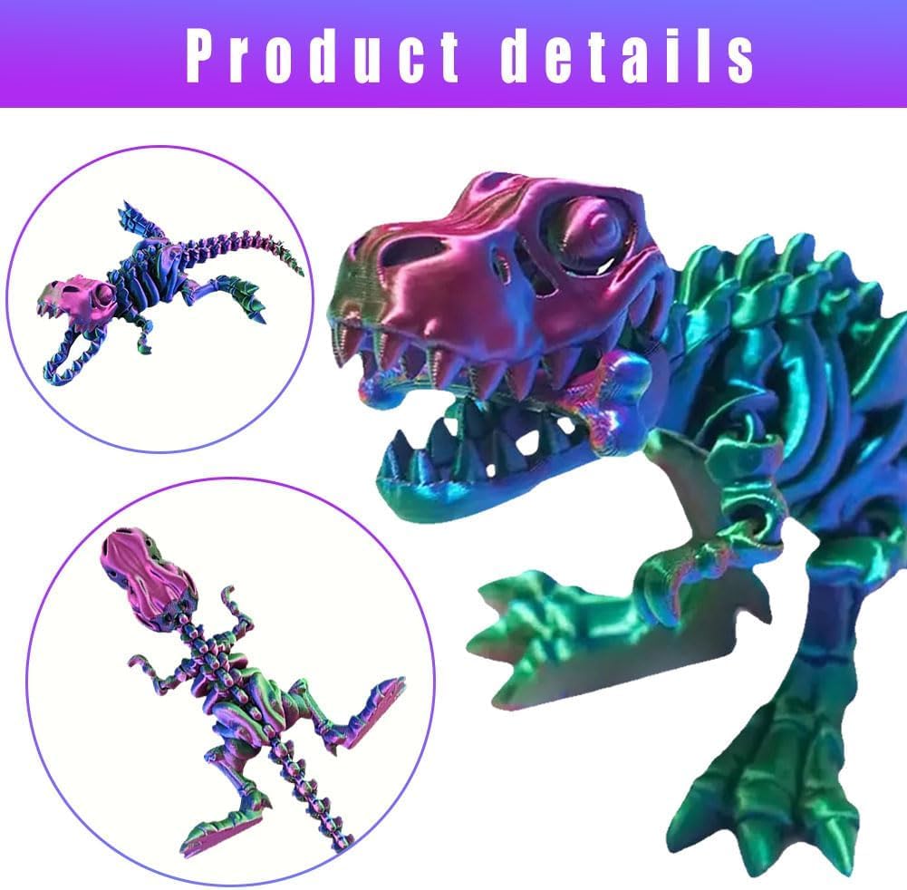 3D Printed Animals,3D Printed DinosaurSkeletons Figures with Bone,Dinosaur Flexible Rex Toys with Bone - Image 2