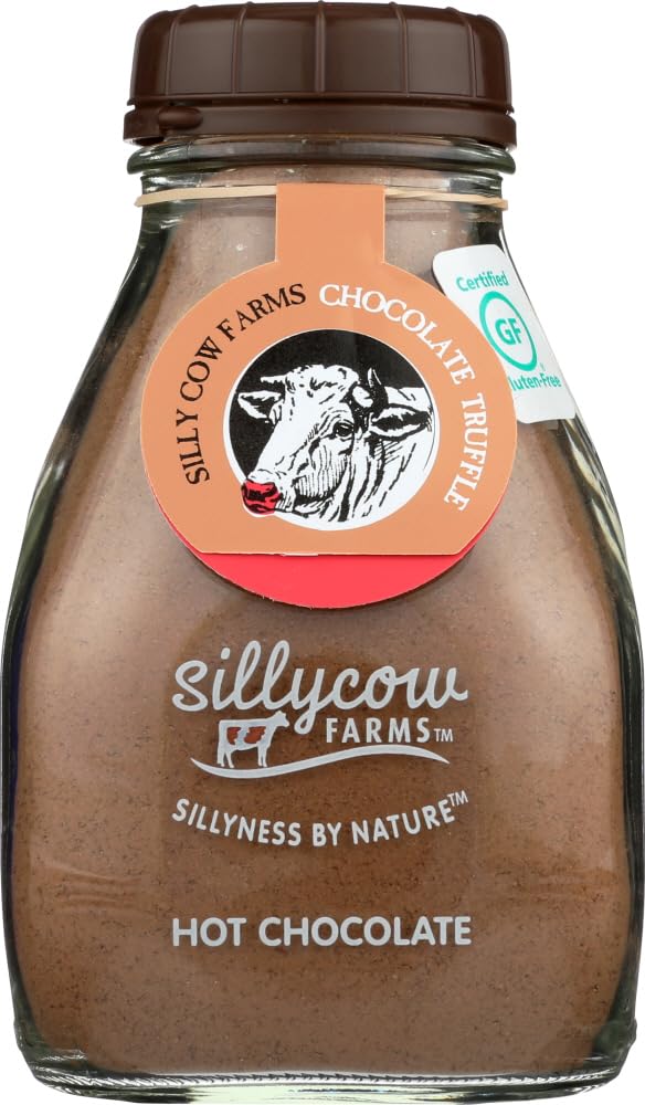 Sillycow Farms Hot Chocolate Mix Truffle Flavor | Vegan, Nut Free Certified Quality Cocoa Powder | Gluten-Free, Non-GMO & Dairy-Free | Reusable Packaging | 16.9 Oz Reusable Glass Bottle - Pack of 2