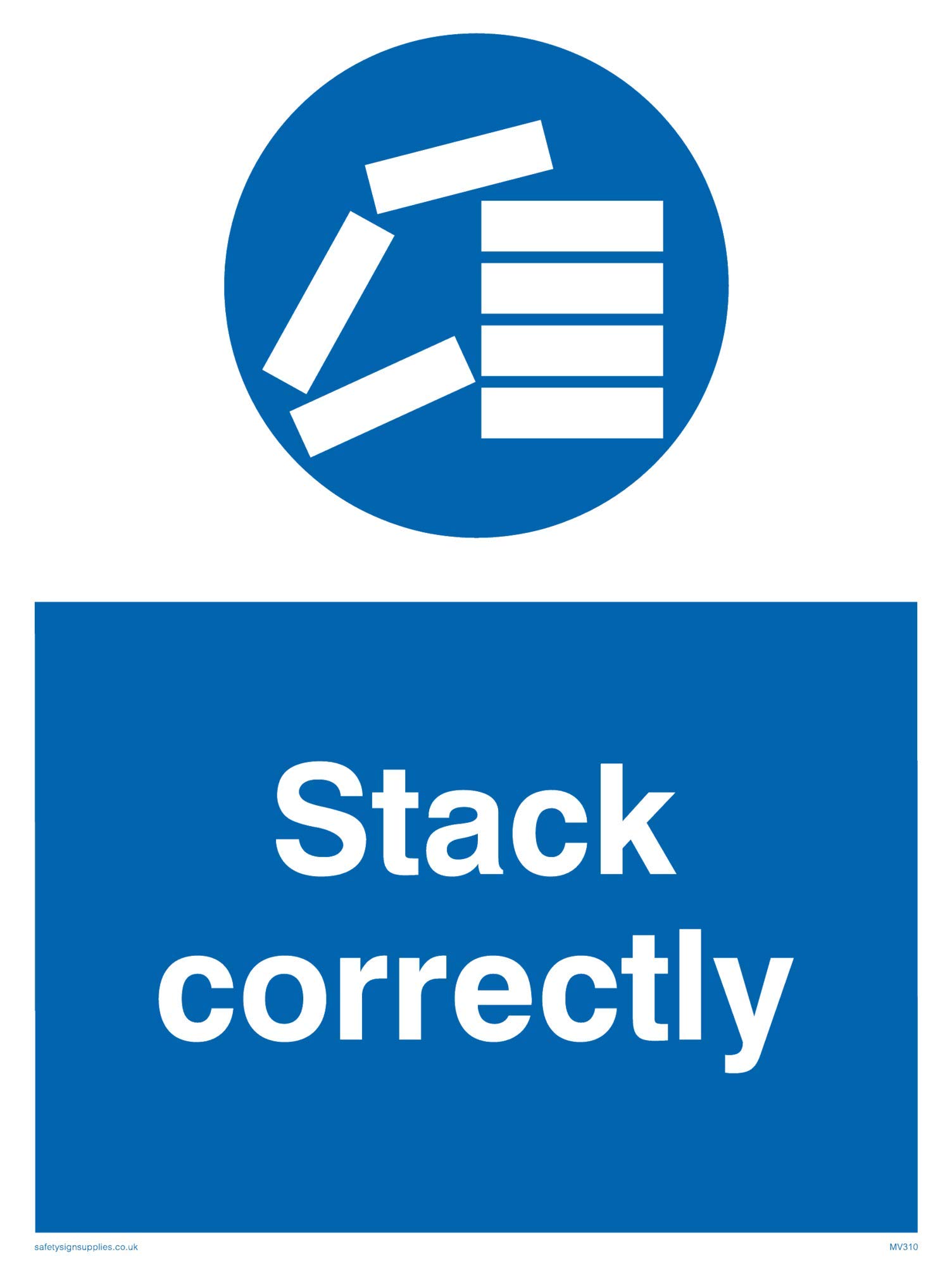 Viking Signs MV310-A5P-3M "Stack Correctly" Sign, 3 mm Rigid Plastic, 200 mm H x 150 mm W