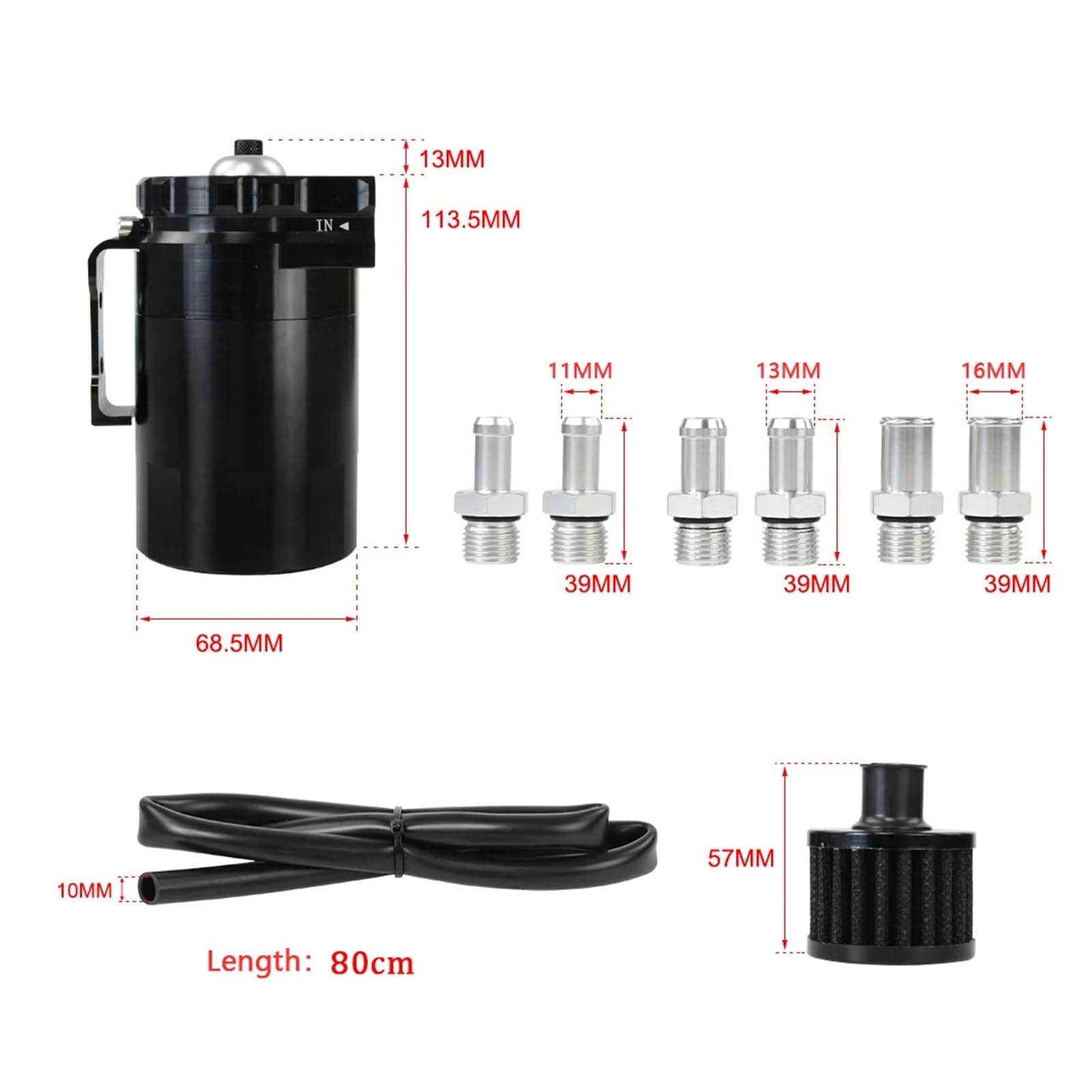 Depósito de Aceite Universal con deflectores y Filtro de Aire de 300 ml, Fabricado en aleación de Aluminio. Piezas para Motores de automóviles.