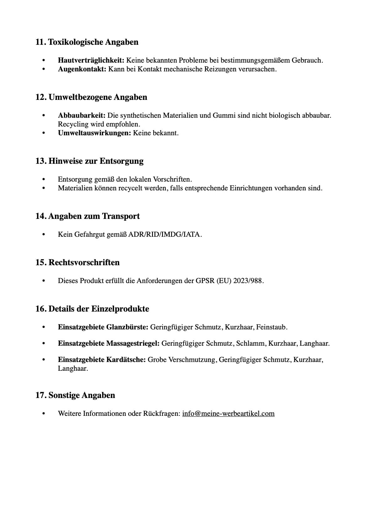 Bürsten Bundle - Mit Glanzbürste, Kardätsche & Massagestriegel
