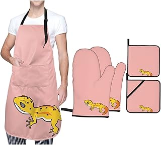 USZDKL Gad Moe Moe Fartuch Rękawica do piekarnika i garnka Zestaw 5 szt. Regulowany fartuch Odporne na ciepło Rękawice dla mężczyzn kobiet