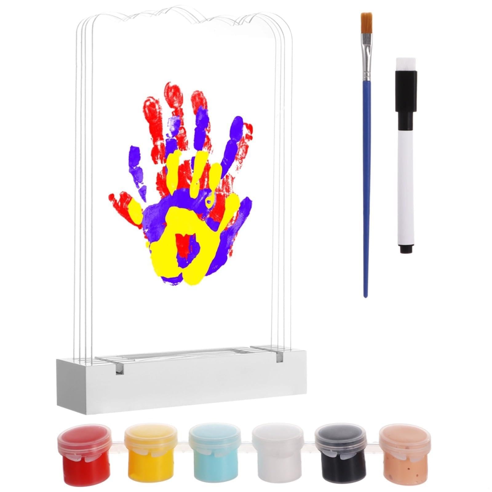 Kit di ricordi a LED, cornice fai da te per impronte di mani e piedi con luce LED, regalo personalizzato per baby shower e compleanno