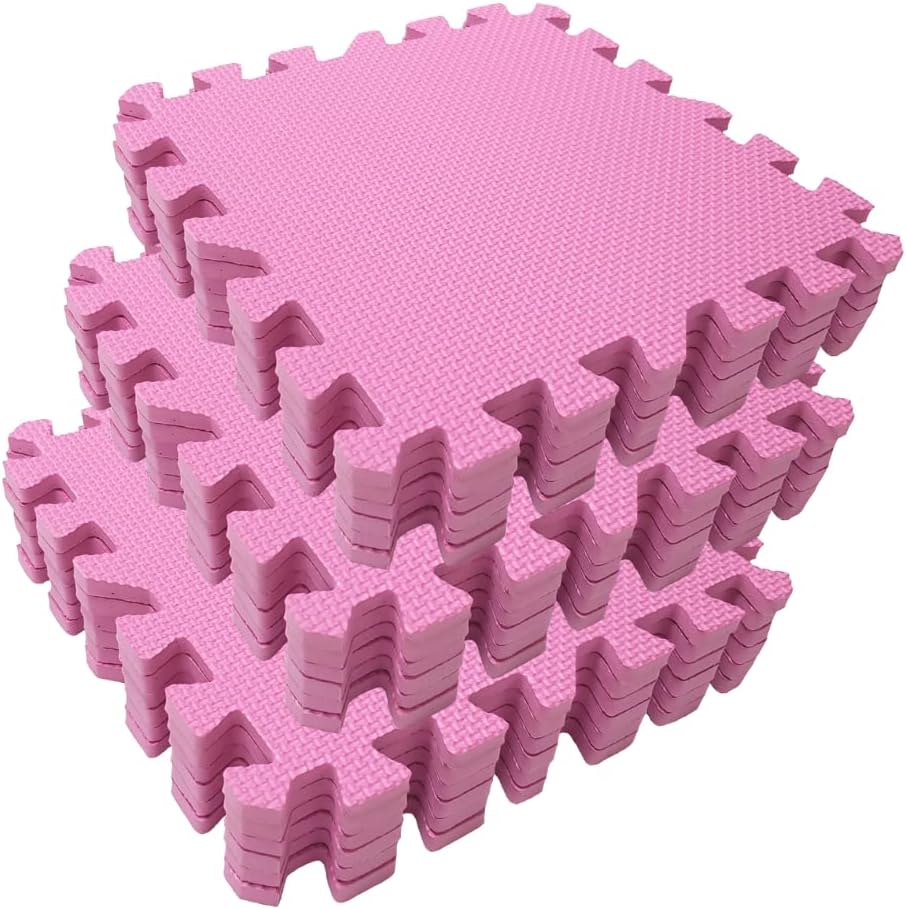 Macro Giant Eva Foam Exercise Mats, 12 x 12 inch, 0.4 Inch Thickness, Set of 18, 6 Colors, Exercise Yoga Mat, Puzzle Play Mat, Kids Room, Yoga Room