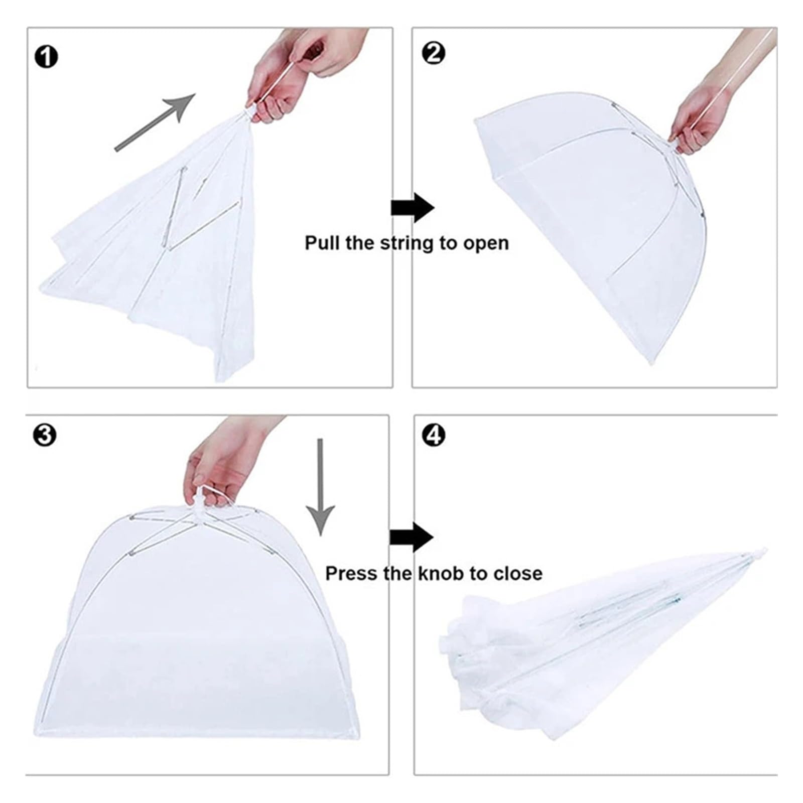 Netzabdeckung für Lebensmittel, Mesh-Lebensmittelabdeckung, faltbar, for Küche, Regenschirm, Netz, Picknick, 30,5–45,7 cm(White-14inch 38x38cm)