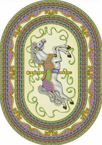 Carousel Yellow Just for Kids Rug - 7 ft.8 in. x 10 ft.9 in. Oval