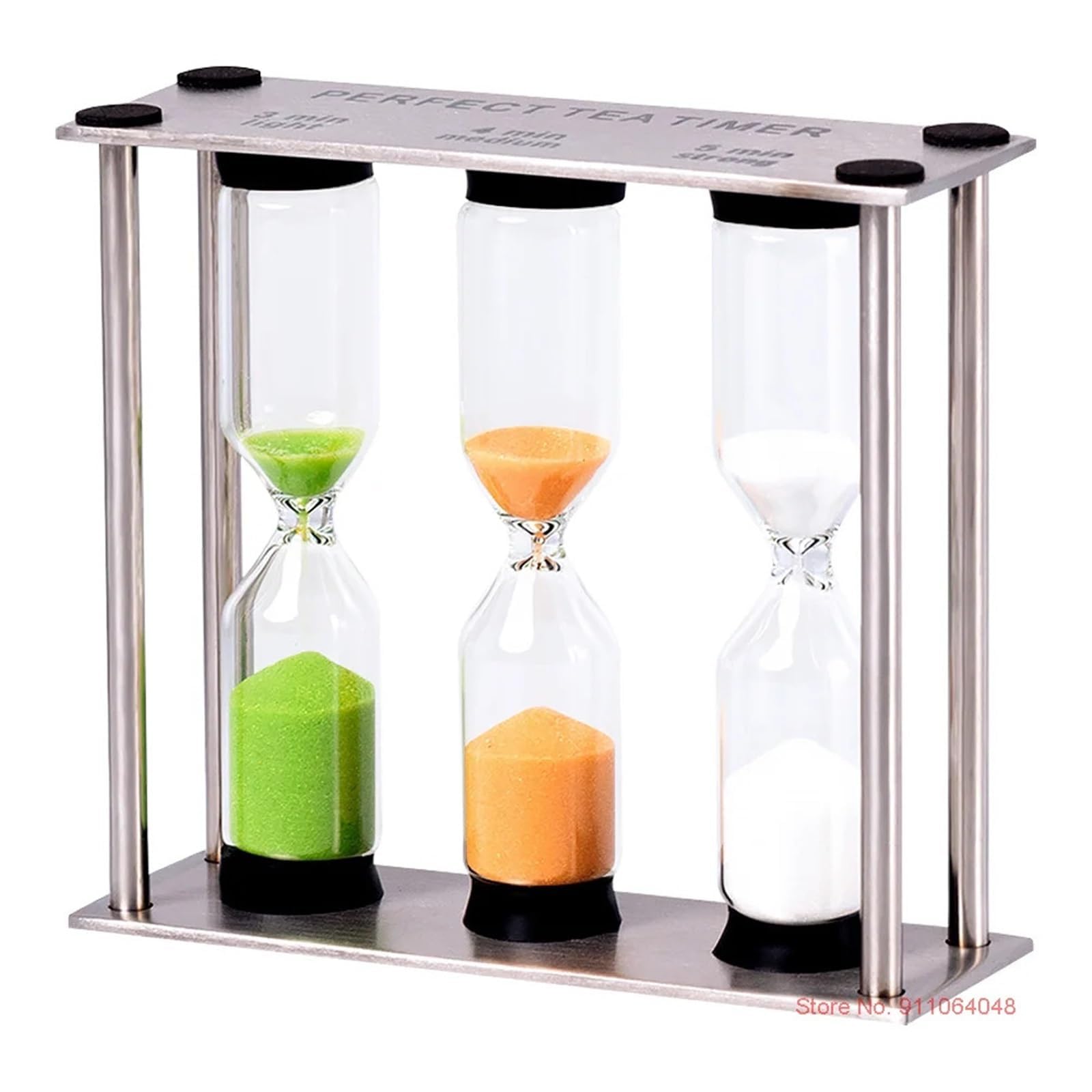 MRKU Reloj de Arena de Acero Inoxidable 3 en 1, de Metal, para 3, 4 y 5 Minutos, Accesorio de Escritorio para Cepillado de Dientes para niños.
