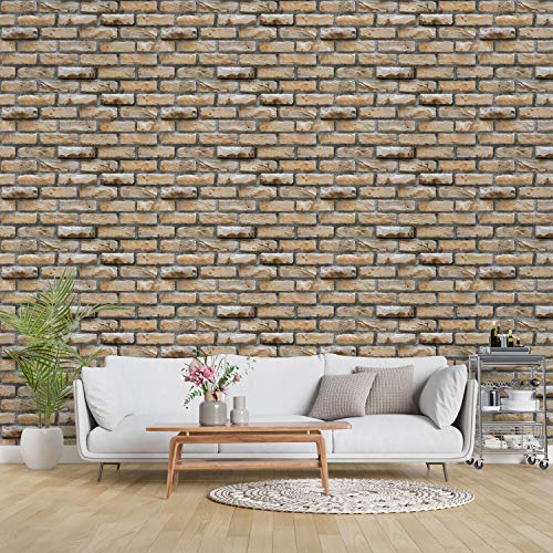 Image of DWELLSINDIA Bricks Self Adhesive Peel and Stick PVC Wallpaper Waterproof, Scratch Resistant, Laminated (41CM X 244CM, Brown, Matt)