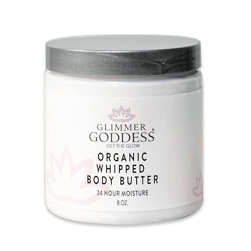 GLIMMER GODDESS Mantequilla corporal batida orgánica, crema de naranja, vegana, libre de crueldad, hidratación de 24 horas, reduce las estrías,