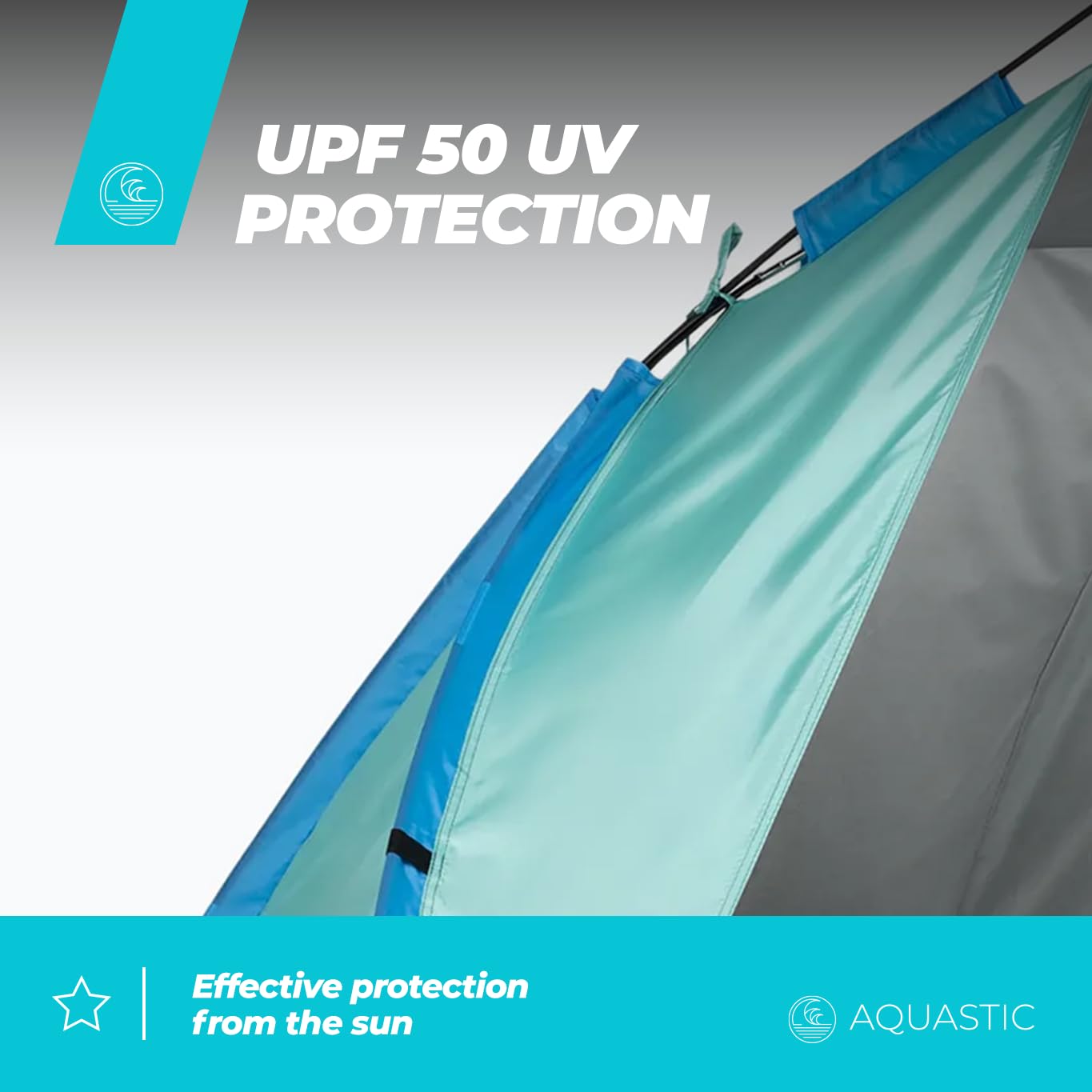 AQUASTIC Strandzelt Concielo Leichtes Kompaktes und Schützendes Zelt mit UPF 50 120x210x120 cm aus Strapazierfähigem Polyester und Glasfaser Ideal für den Strand Farbe Türkis