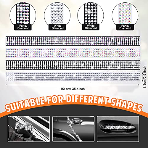 Frienda-4-Pieces-Bling-Car-Door-Edge-Guards-Crystals-Car-Door-Bumper-Protector-Accessory-Bling-Anti-Scratch-Strip-Sticker-for-Car-Side-Door-Guard-Protector-90-cm-354-Inch-White-and-Black