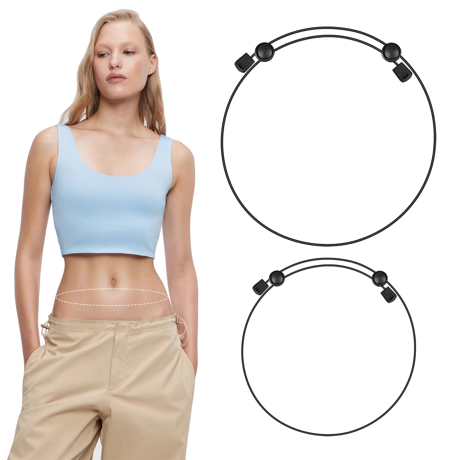 KUIRUNRXKUIRUNRX 2 Pieces Croptuck Adjustable Band, Crop Tuck Tool for Sweater and Shirt, Shirt Tuck Band, Elastic Band for Shirt, Crop Tuck Band for Tucking Shirts, Innovate Your Topwear Styling(Black, M/L)