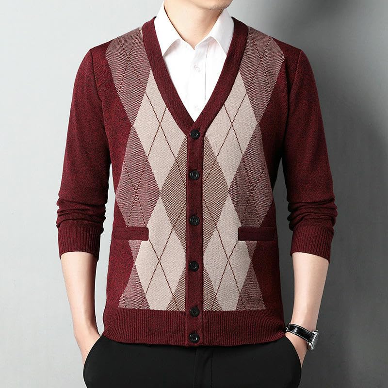 Men's Autumn Knit Long Sleeve Thick Warm Business Wool Cardigan3