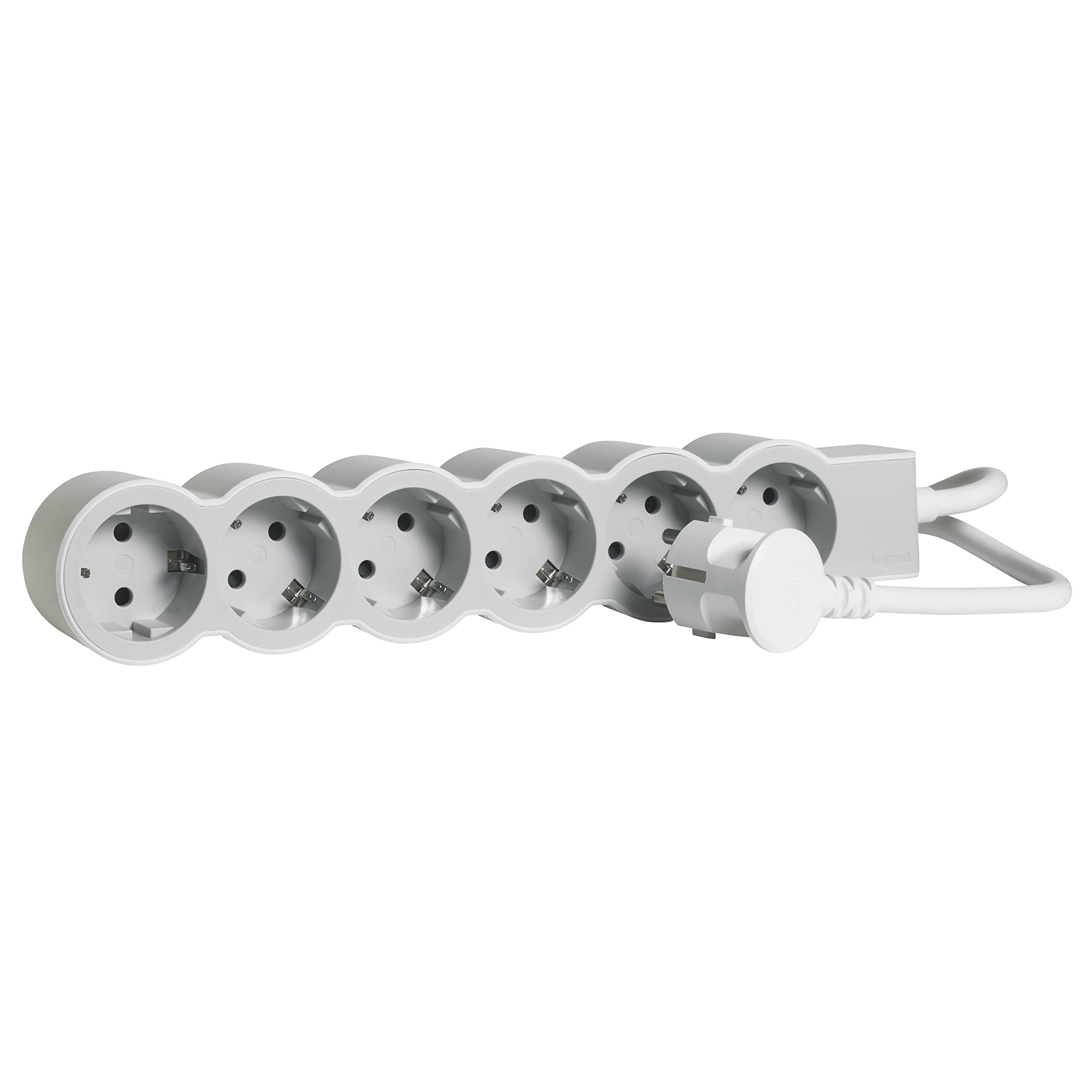 LEGRAND, Multiprise plate 694572 - 6 prises - Longueur du câble : 5 m - Blanc/gris