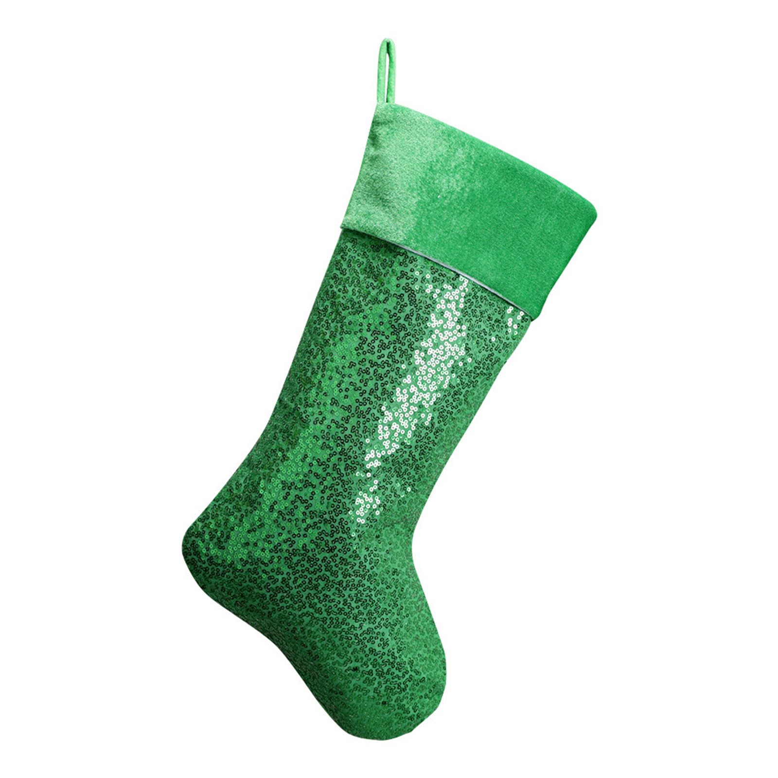 YWLUUOO Fabric Christmas Stocking Colorful Sequins Gifts Bag for Gifting and Decorating Holiday Fireplaces Hangings Festives Stockings