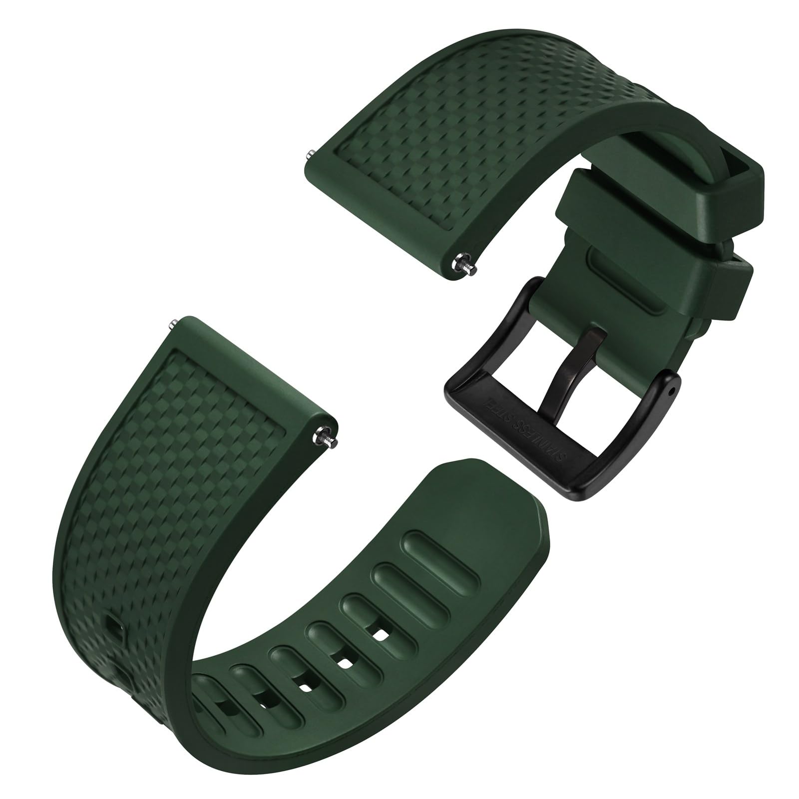 Anbeer Fluor Kautschuk Uhrenarmband, 20mm 22mm Schnellspanner, strukturiertes Rasterarmband mit matter Edelstahlschließe