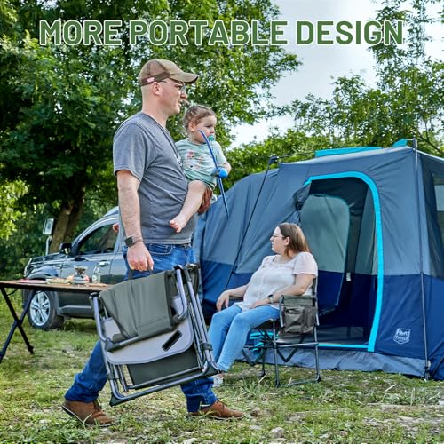 Timber Ridge Aluminum Camping Directors Chair with Side Table Pocket, Portable Folding Chair, Heavy Duty Lawn Chair for Fishing Trip Picnic Concert Outdoor 400lbs, Grey